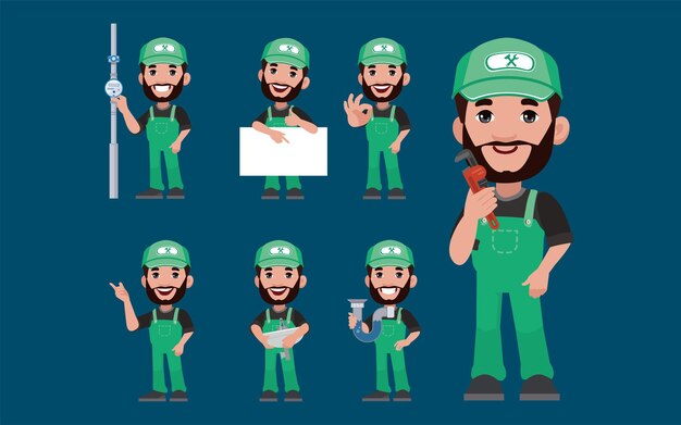 Plumber character with different poses