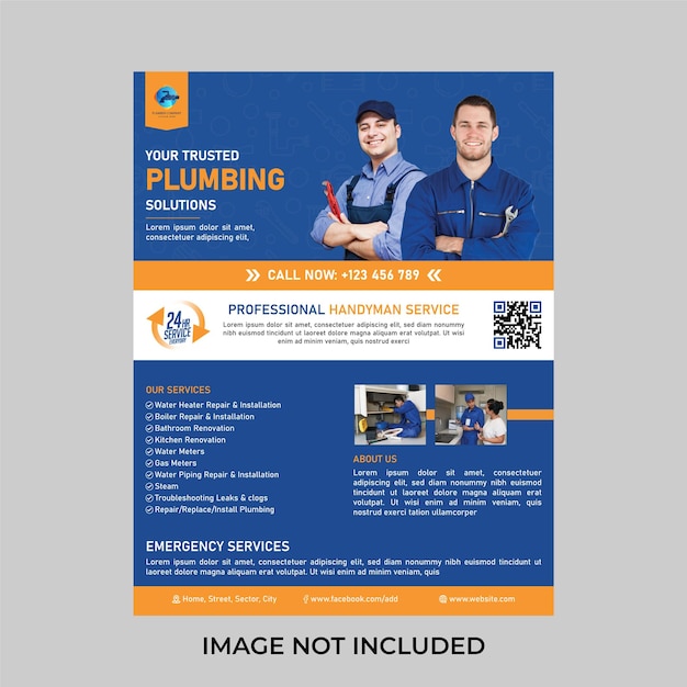 Vector plumber flyer design template