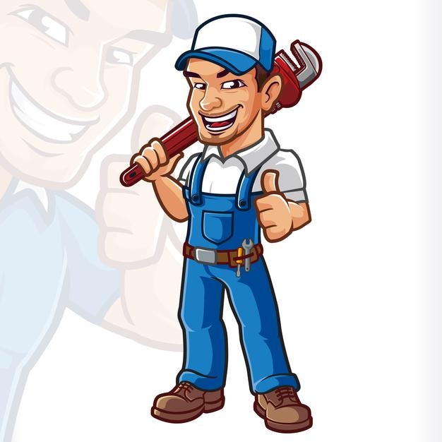 plumber mascot cartton mechanic service