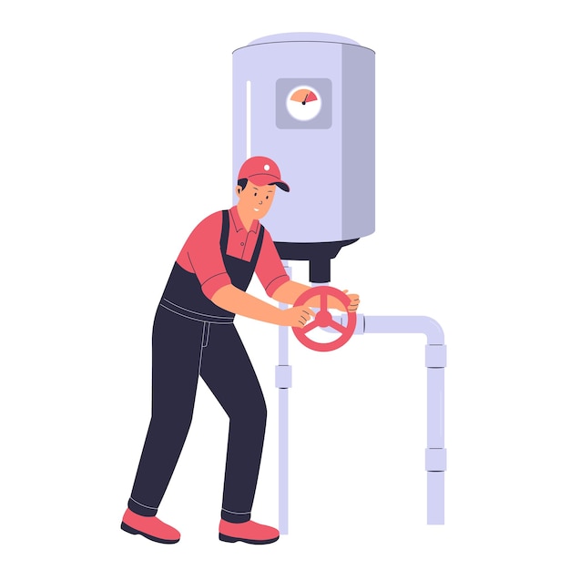 Plumber reparatie waterverwarmer ketel concept