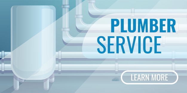 Vector plumber service  banner, cartoon style