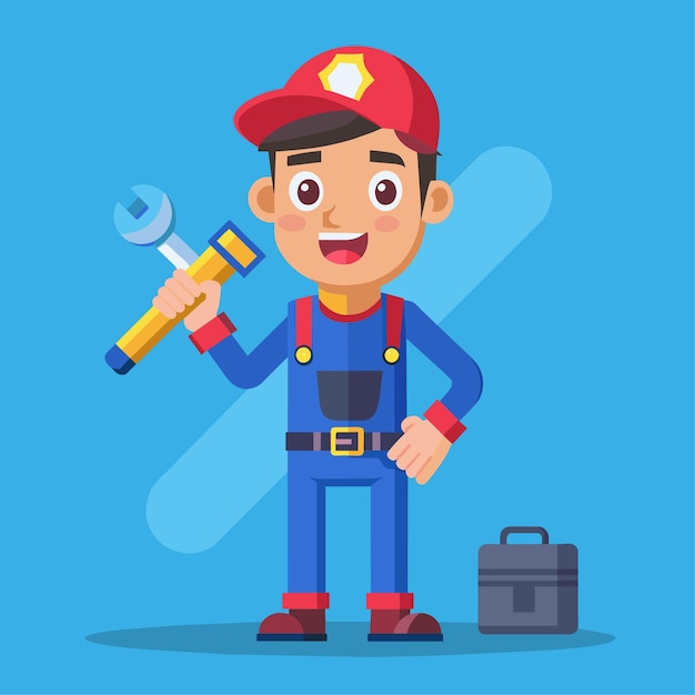 プランバーベクトルイラストレーション フラットスタイル プランビングプロフェッショナル