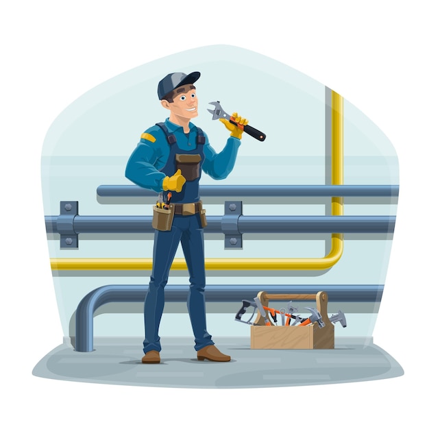 plumber worker water pipes plumbing service