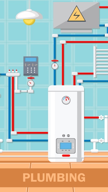 Vector plumbing concept flat vector illustration.