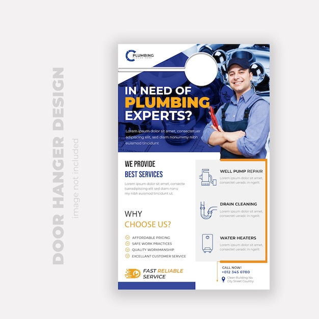 Vector plumbing door hanger design template