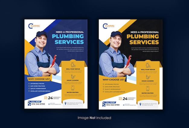 Vector plumbing flyer design template