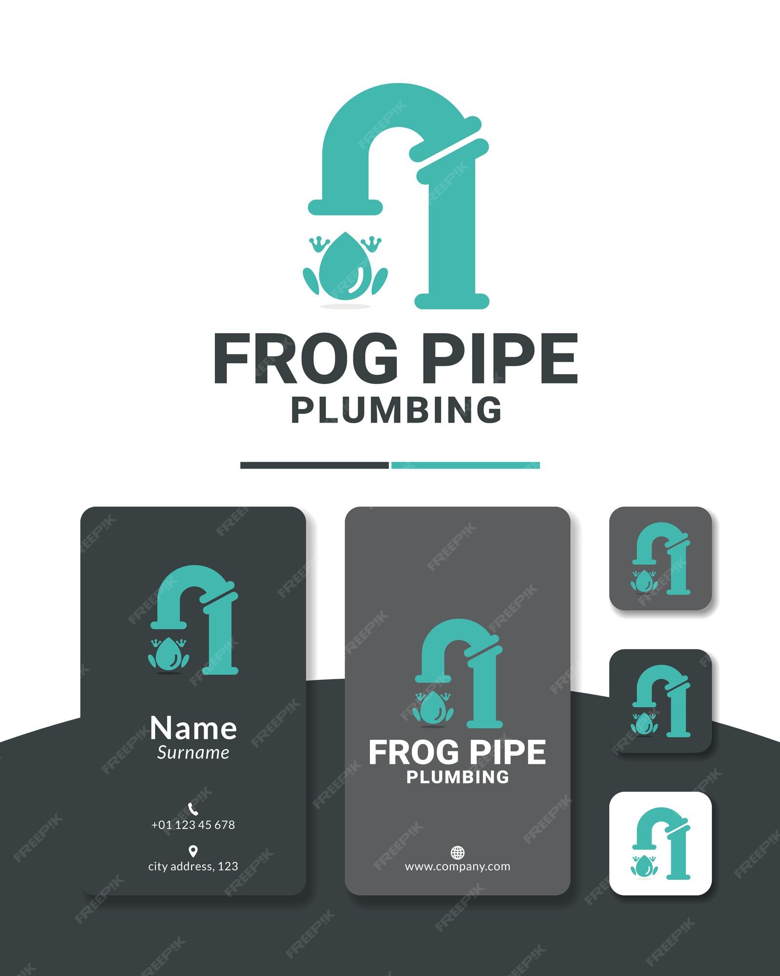 Premium Vector | Plumbing frog logo design drain service