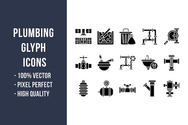 Vector plumbing glyph icons