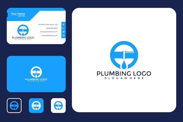Vector plumbing logo design and business card