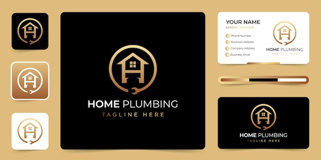 Plumbing logo design with home inspiration