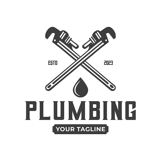 Plumbing logo template in retro or vintage style