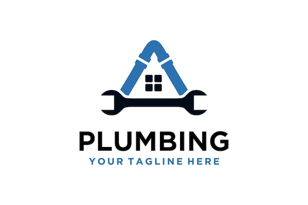 Modello di logo dell'impianto idraulico con logo aziendale di design della casa
