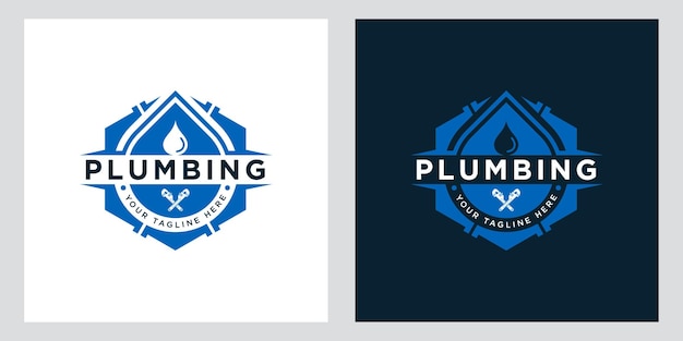 Plumbing logo template with retro or vintage style vector illustration