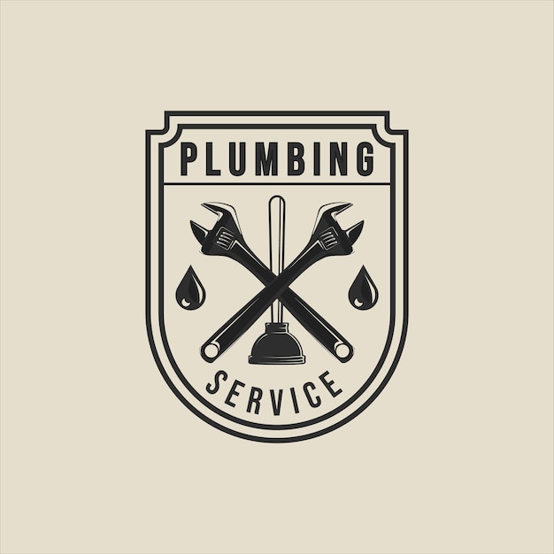 Plumbing logo vintage vector illustration template design plumber logo for professional business concept emblem with badge design