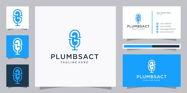 Plumbing and podcast logo design template