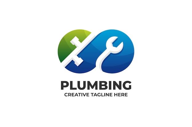 Vector plumbing repair construction logo