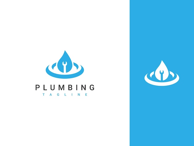 Plumbing repair logo water drop and repair icon concept