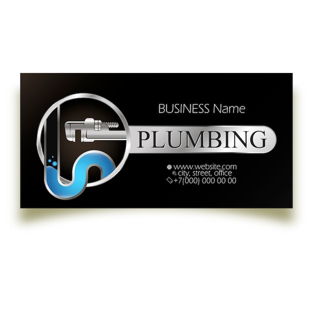 Plumbing repair and service unique business card concept
