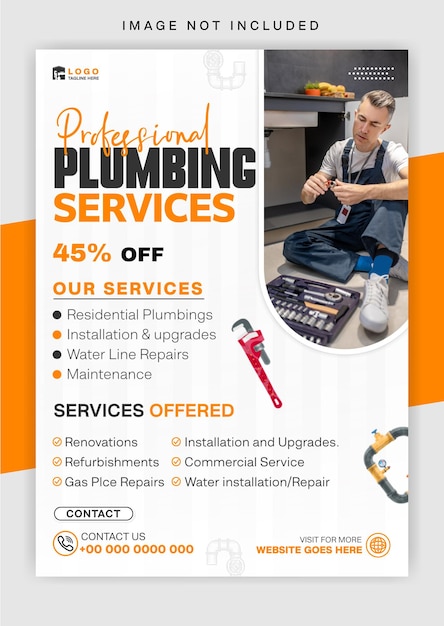 plumbing service flyer template design