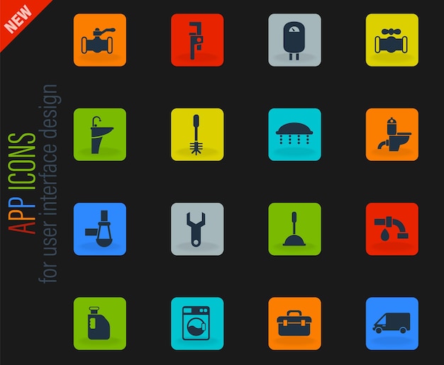 Plumbing service icon set