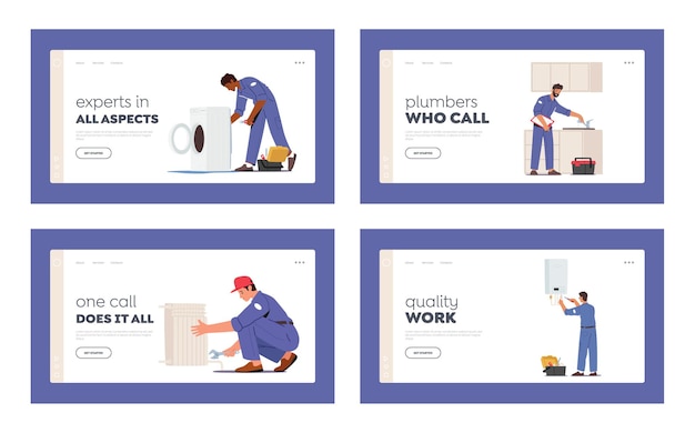 Plumbing Service Landing Page Template Set