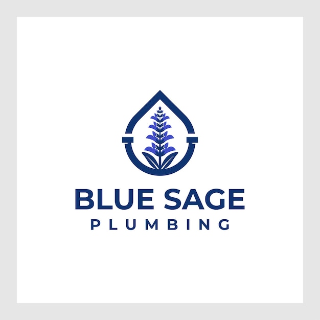 Plumbing service logo in blue, plumbing symbol. Vector illustration.