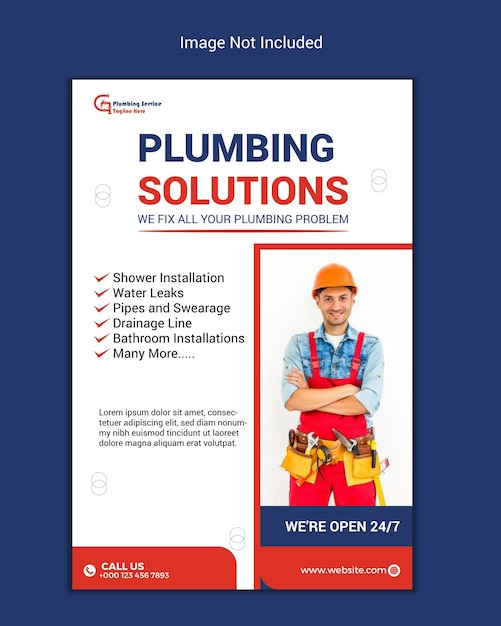 plumbing service social media post design template