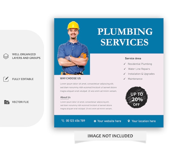 plumbing service social media post template