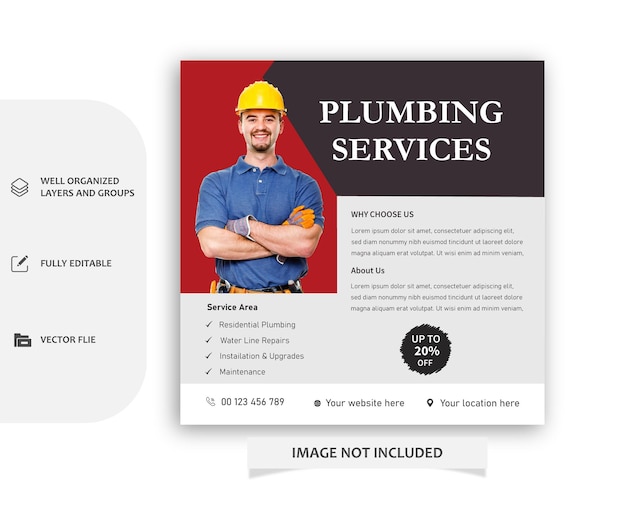 plumbing service social media post template