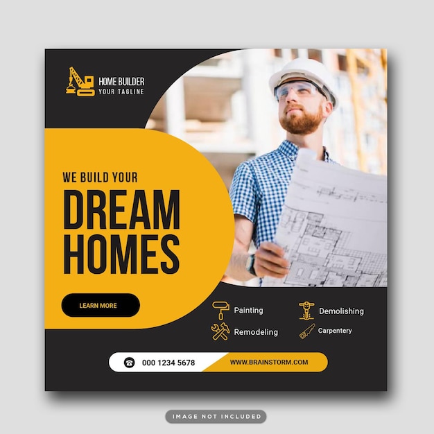 Plumbing service social media post web banner instagram template