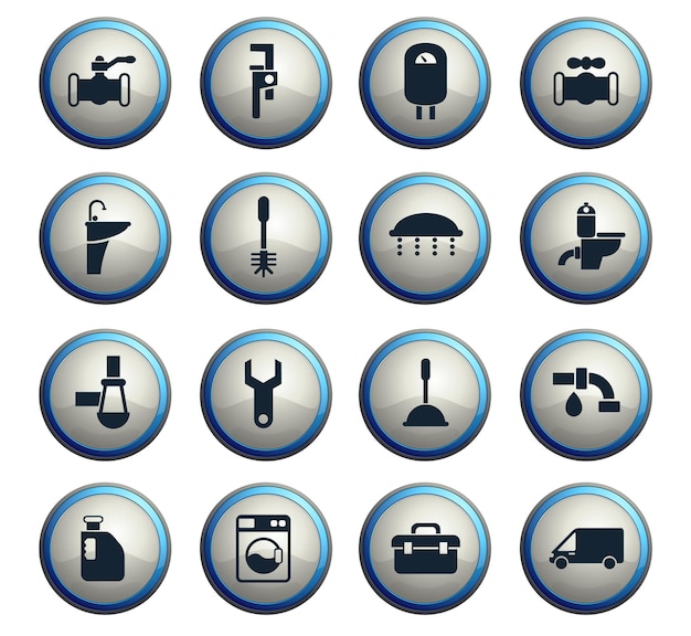 Plumbing service vector icons for web and user interface design