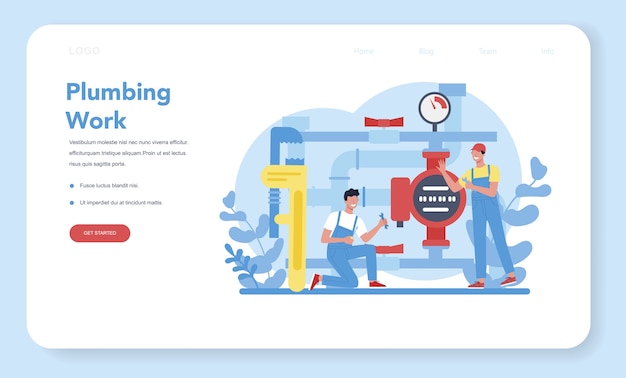 Plumbing service web banner or landing page