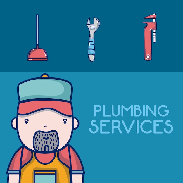 Plumbling service concept loodgieter en gereedschappen