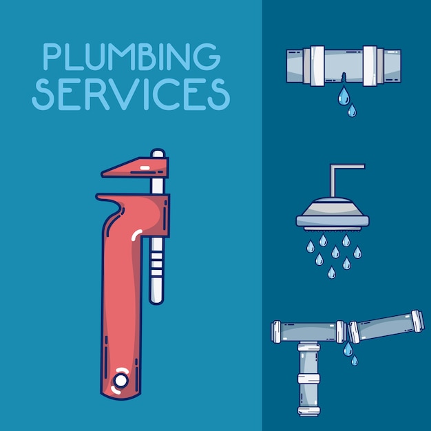 Plumbling service concept tools 