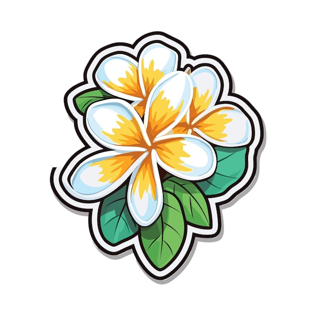 Plumeria bloem sticker illustratie Vector