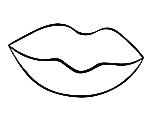 Plump lips in doodle style Air kiss The mouth is closed