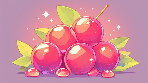 Vector plump ume plums with glossy pinkish skin