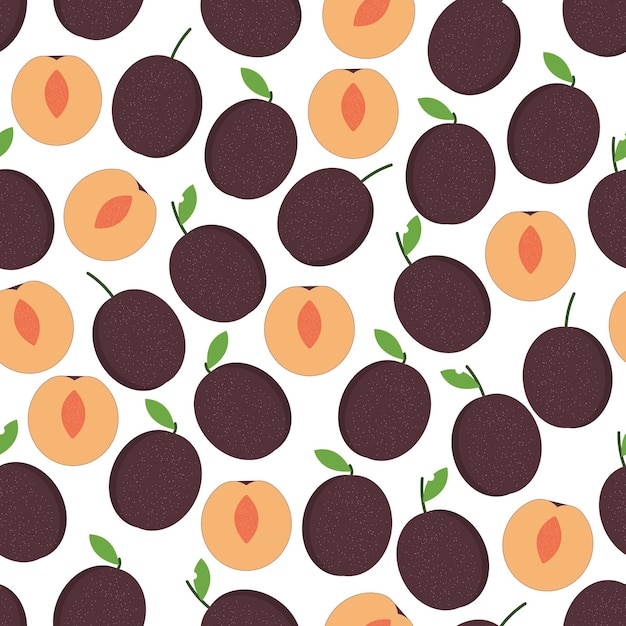 Plums and Slices seamless pattern