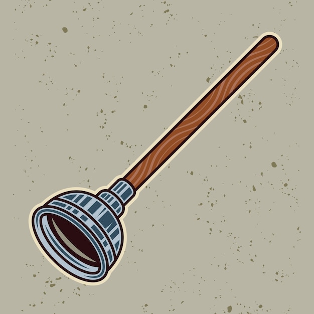 Vector plunger vector colored illustration in cartoon style isolated on light background