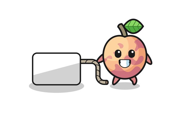 Pluot fruit cartoon trekt een schattig spandoekontwerp