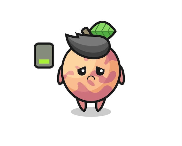 Pluot fruit mascot character doing a tired gesture , cute style design for t shirt, sticker, logo element