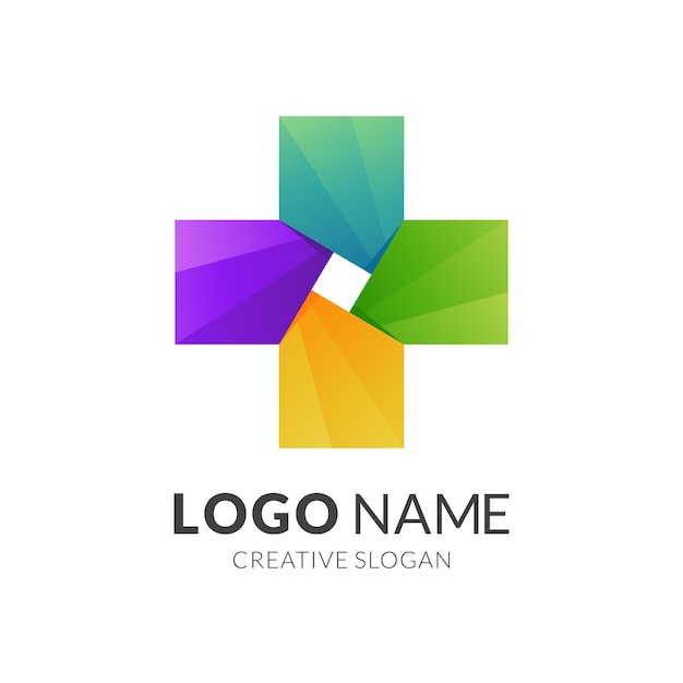 Plus logo with colorful design, Medical template