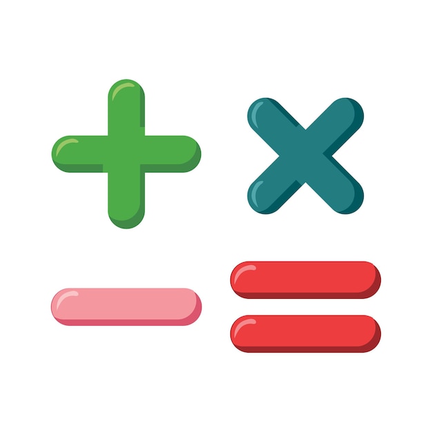 Плюс и минус кнопки Векторный набор кнопок для веб-дизайна пользовательского интерфейса Дизайн калькулятора математика для мобильных устройств