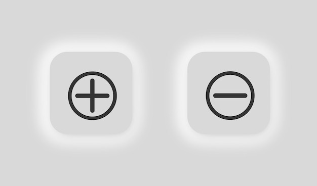 Plus and minus icon Positive and negative symbol Sign add delete vector