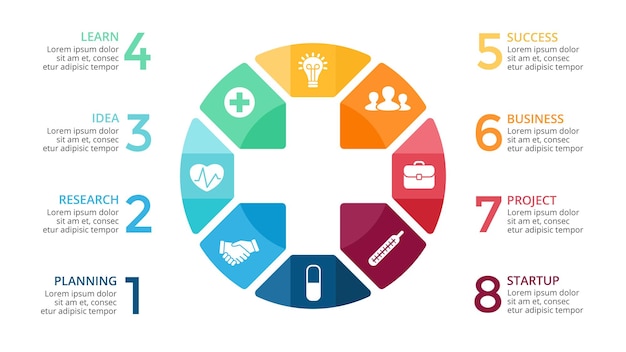 Segno più infografica vettoriale modello di diapositiva di presentazione medica concetto di assistenza sanitaria logo dell'ospedale