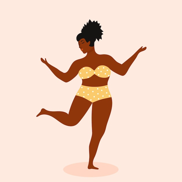 水着ダンスのプラスサイズのアフリカ系アメリカ人女性ボディポジティブアクセプタンスフェミニズムフィットネススポーツ