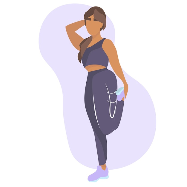 Giovani donne taglie forti che fanno fitness, yoga, split in avanti. illustrazione sanitaria di stile di vita di amore del corpo. asana di loto namaste. isolato su sfondo bianco.