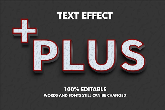 Vector plus text effect 3d editable plus symbul text