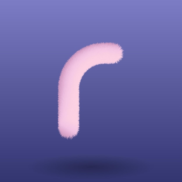 Plush and fluffy pink letter R isolated cute soft and realistic fine detailed high quality vector