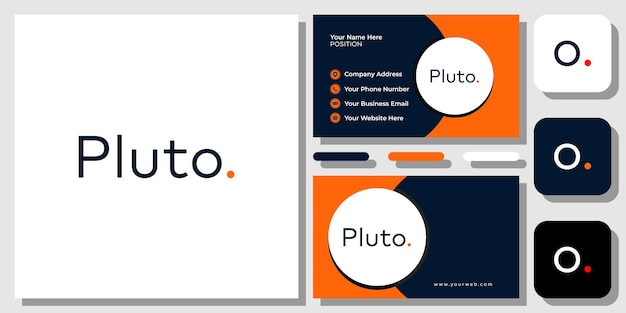 Pluto planet text font modern sans serif with business card template